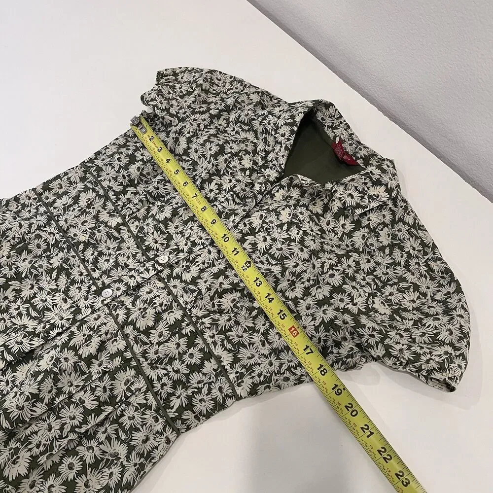 Sundance sz 10  Dress Womens Cotton Short Sleeve Floral Button Up Dress Retro - Picture 6 of 7